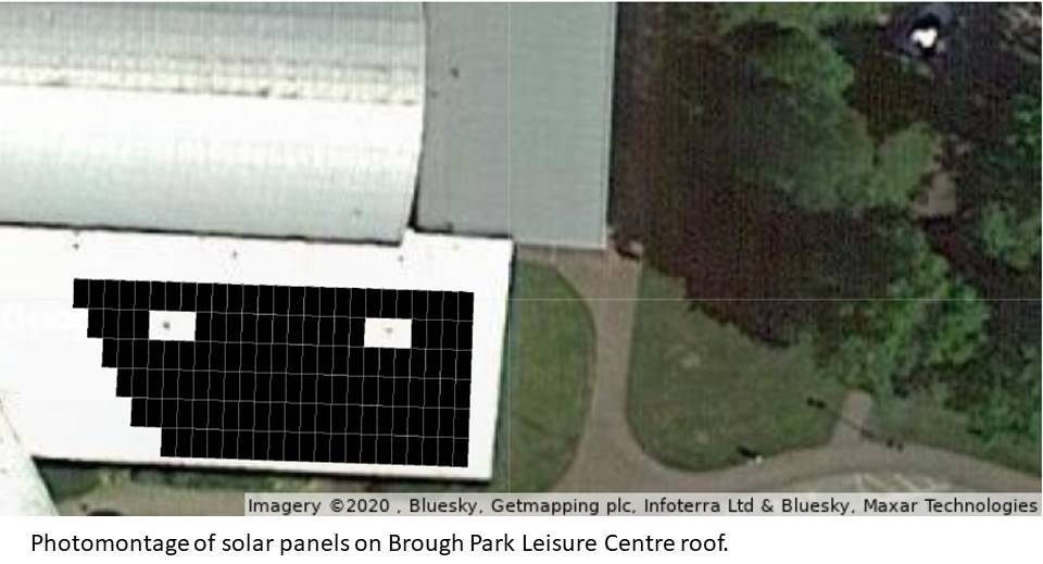 Brough Park Leisure Centre Roof with caption